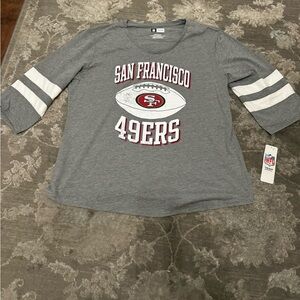 49ers Official NFL Team Apparel Women’s 3/4 sleeve V neck shirt- NWT 2XL